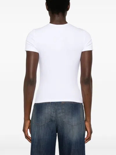 Diesel White Stretch Cotton T-shirt With Logo
