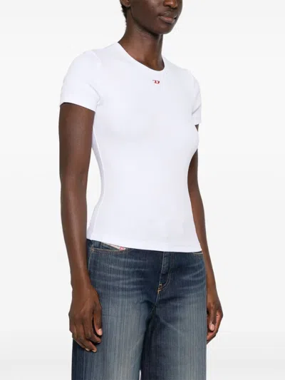 Diesel White Stretch Cotton T-shirt With Logo