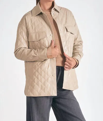 Elan Faux Leather Quilted Jacket In Stone In Neutral