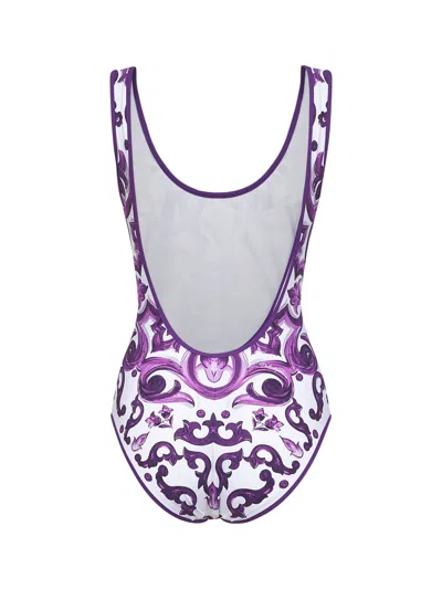 Dolce & Gabbana Women Maiolica Print One-piece Swimsuit In Purple