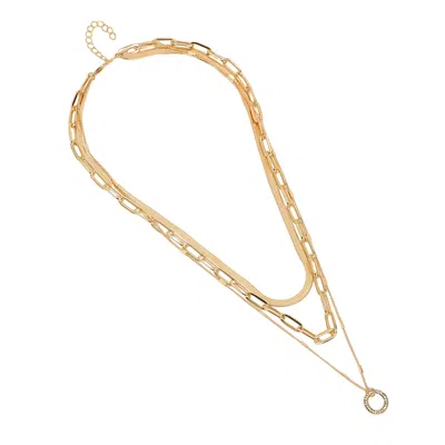Sohi Women's California Gold The Halo Snakechain Multi-layer Necklace