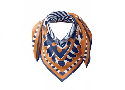 Cb Grey Silk Game Day Bandana / Pocket Square In Orange / Navy