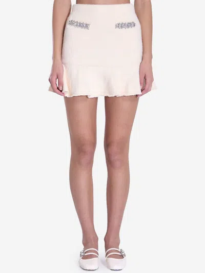 Self-portrait Soft Knit Mini Skirt In Cream