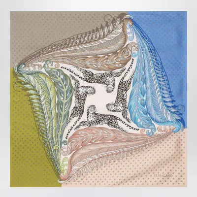 Ferragamo Salvatore  Green/blue Scarf With Madras Print