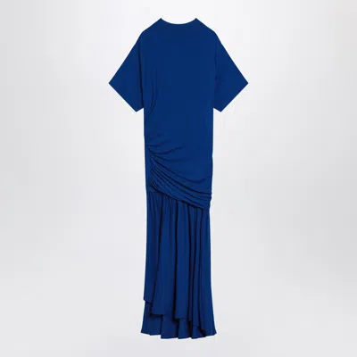 Ferragamo Long Blue Dress Draping Salvatore In Blue