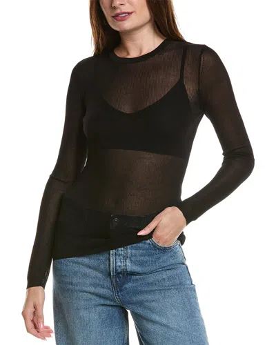 Michael Kors Collection Sheer Crew Shirt In Black