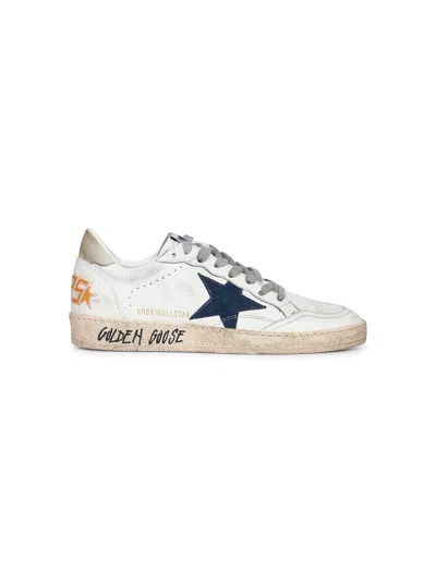 Golden Goose Distressed Low-top Sneakers With Star Detail And Vintage Aesthetic In White