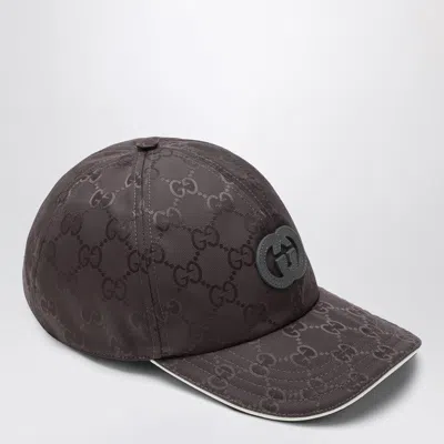 Gucci Baseball Cap Grey In Nylon Gg In Brown
