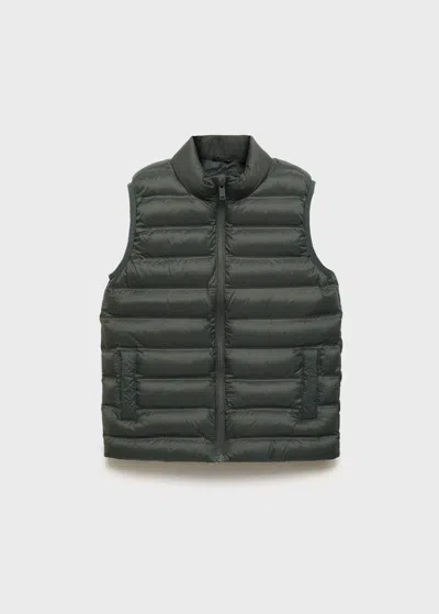 Mango Quilted Gilet In Green