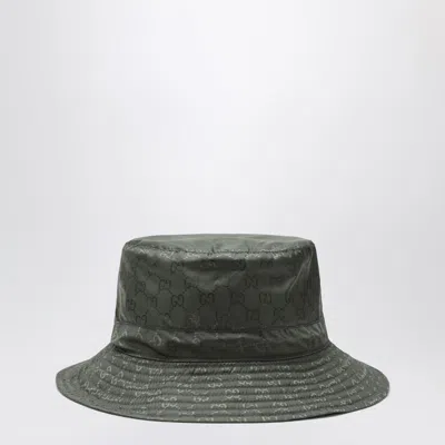 Gucci Reversible Dark Green Nylon Gg Hat Women In Green