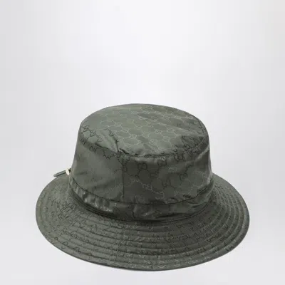 Gucci Reversible Dark Green Nylon Gg Hat Women In Green