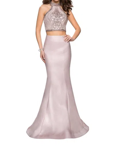 La Femme Two-piece Mermaid Prom Dress In Blush In Pink
