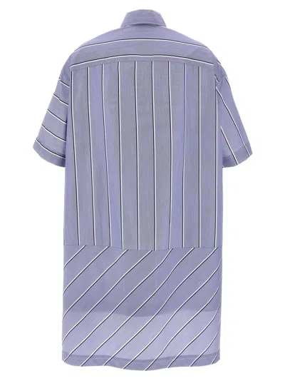 Jw Anderson J. W. Anderson Patchwork Cotton Shirt Dress With Asymmetric Hem In Blue