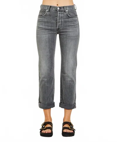 Cqy Denim Vinyl Straight Leg Jeans In Motive Grey