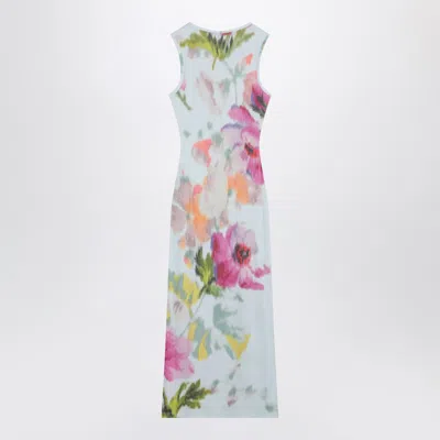 Loewe Ribbed Floral-print Silk And Cotton-blend Jersey Midi Dress