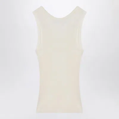 Loewe White Silk Tank Top With Anagram Logo Women