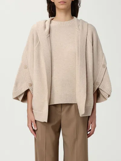 Max Mara Hooded Sweater With Button-detail Sleeves In Wool-cashmere Blend
