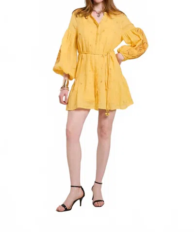 Scarlett Poppies Lira Short Dress In Warm Sun In Yellow