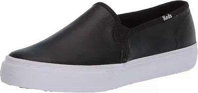 Keds Women's Double Decker Leather Slip On Shoe In Black