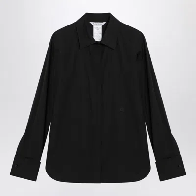 Max Mara Black Cotton Shirt With Logo Women In Black