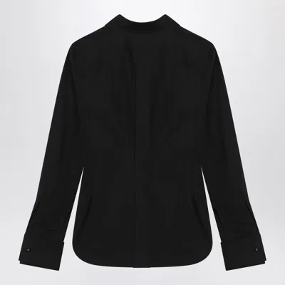 Max Mara Black Cotton Shirt With Logo Women In Black