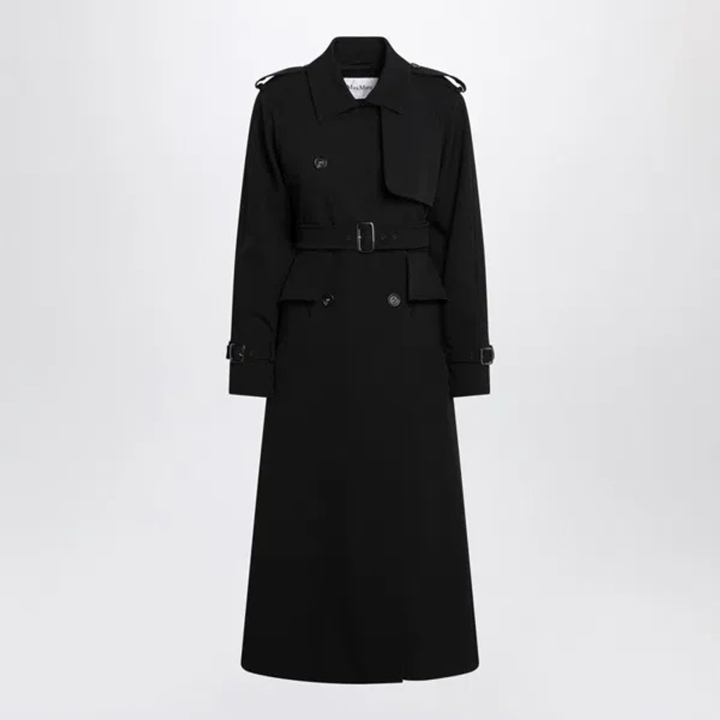トレンチコート MAX MARA BLACK LONG TRENCH IN SABLE Max Mara Black Long Trench In Sable | ModeSens