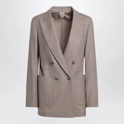Max Mara Double-breasted Cashmere Jacket In Dove Color Women In Brown