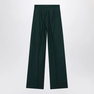 Max Mara Green Straight Trousers In Wool Women In Green