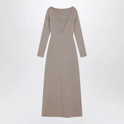 Max Mara Beige Dress In Viscose And Lurex Yarn In Brown
