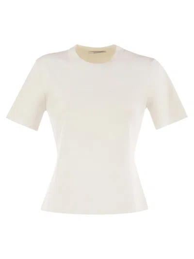Max Mara Ivory Stretch Viscose Blend T-shirt In White