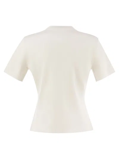 Max Mara Ivory Stretch Viscose Blend T-shirt In White