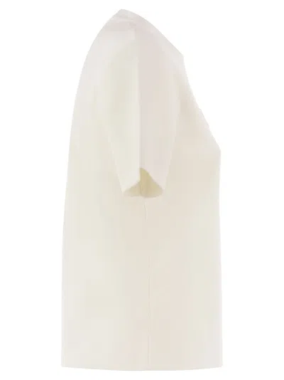 Max Mara Ivory Stretch Viscose Blend T-shirt In White
