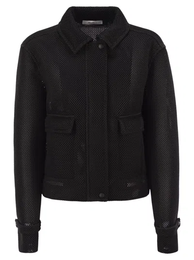 Max Mara Boxy Jacket In Technical Mesh In Black