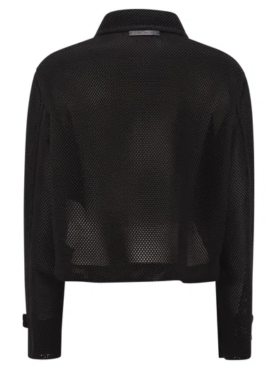 Max Mara Boxy Jacket In Technical Mesh In Black