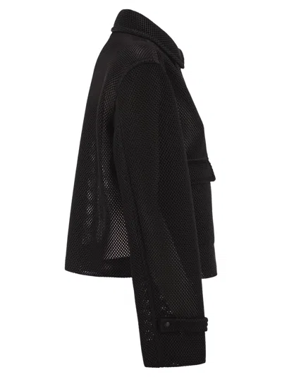 Max Mara Boxy Jacket In Technical Mesh In Black