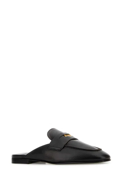 Miu Miu Women Black Leather Slippers In Black