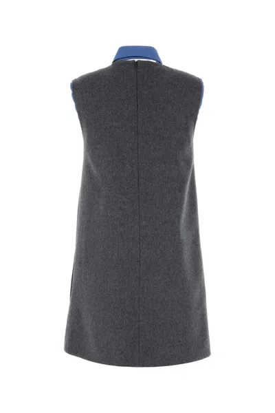 Miu Miu Women Grey Velour Mini Dress In Gray