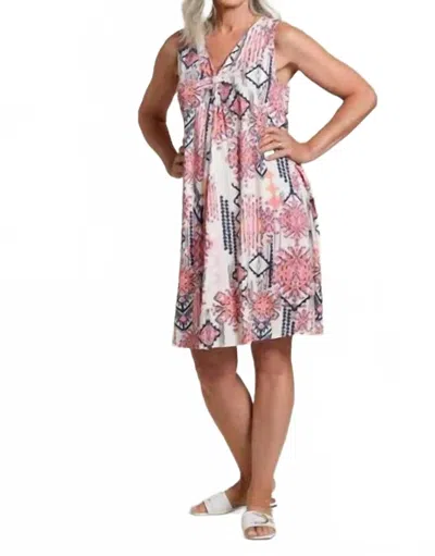 Tribal Printed Flare Dress In Pink