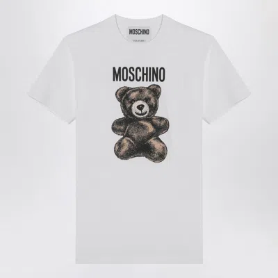Moschino Logo Printed Cotton Jersey T-shirt In White