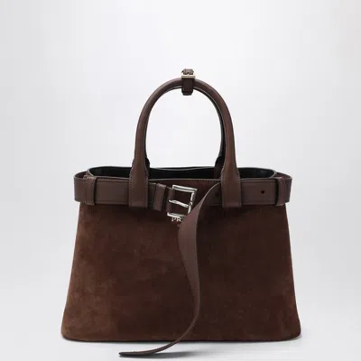 Prada Buckle Bag Medium Size Cacao Colour In Suede Women