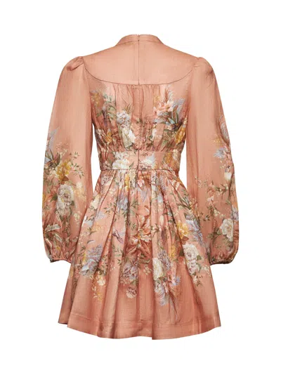 Zimmermann Women Pink Printed Linen Tallow Minidress