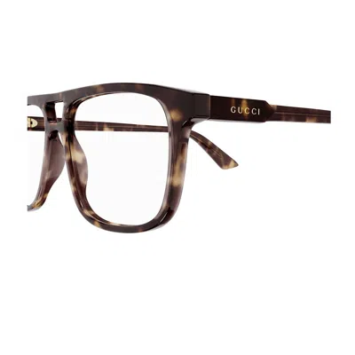 Gucci Gg1035o Linea Institutional Logo 002 Havana Glasses In Brown