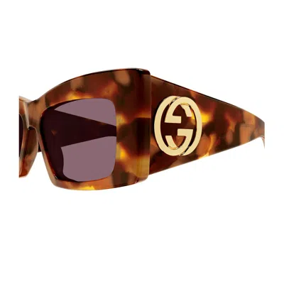 Gucci Gg1842s Linea Emblem 003 Havana Violet Sunglasses In Multi