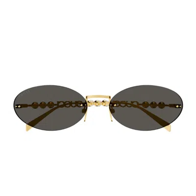 Gucci Gg1922s Linea Name Of Brand 001 Gold Grey Sunglasses In Gold