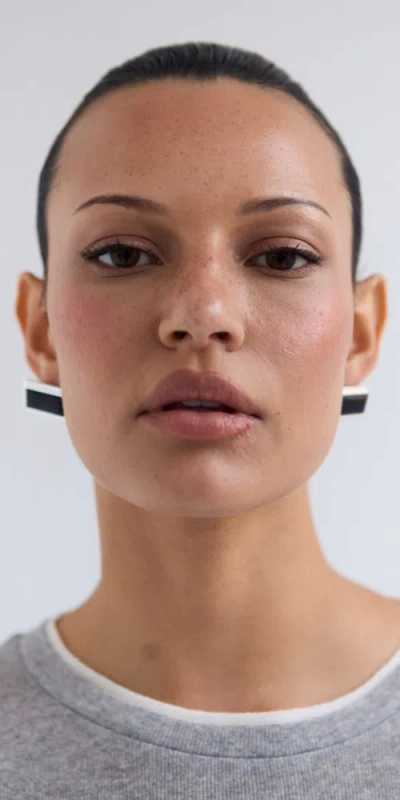 Heaven Mayhem Archer Rectangle Earrings Silver Black