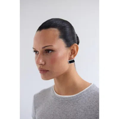 Heaven Mayhem Archer Rectangle Earrings Silver Black