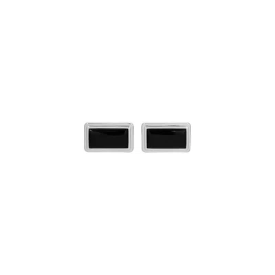 Heaven Mayhem Archer Rectangle Earrings Silver Black