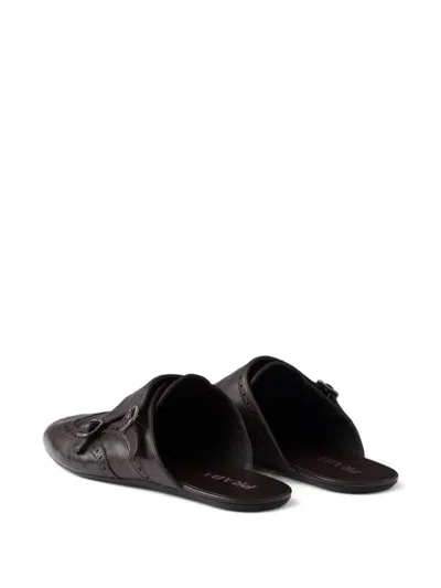 Prada Men's Shuffle Leather Double-monk Strap Mules