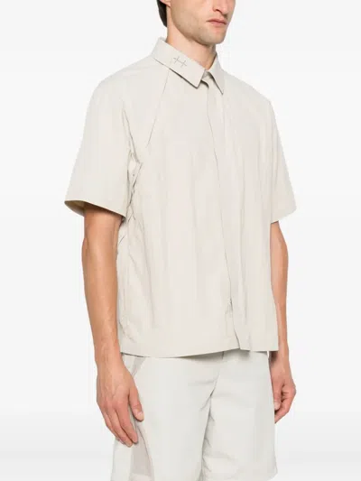 Heliot Emil Short-sleeve Panelled Shirt In Neutral
