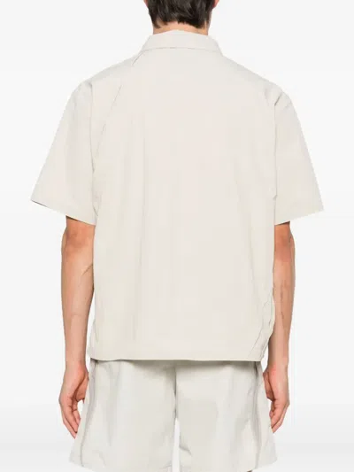 Heliot Emil Short-sleeve Panelled Shirt In Neutral